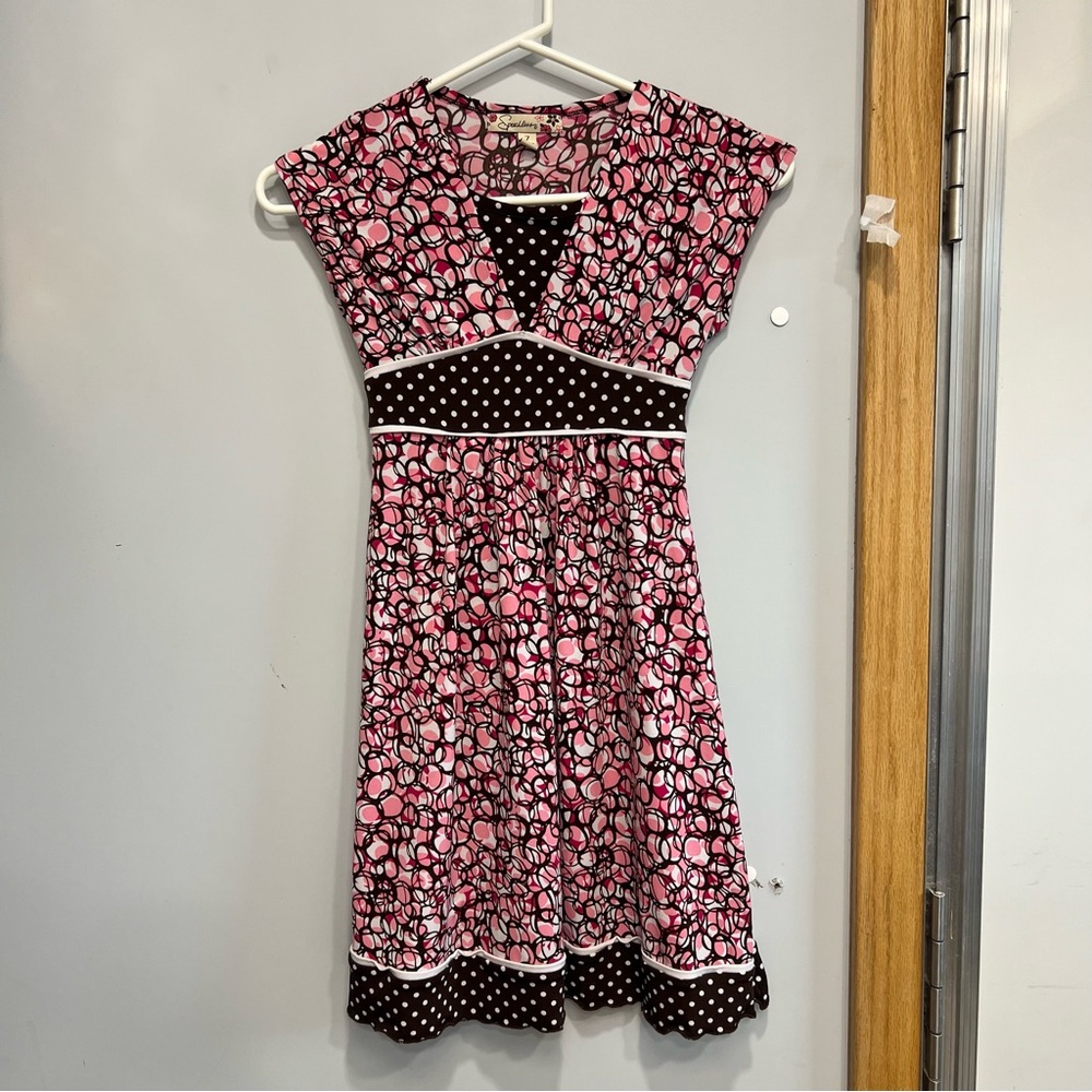 Pink and Brown Patterned Dress